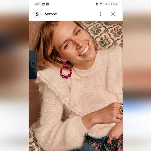 Chic White Ruffled Sweater - Picture 2 of 4